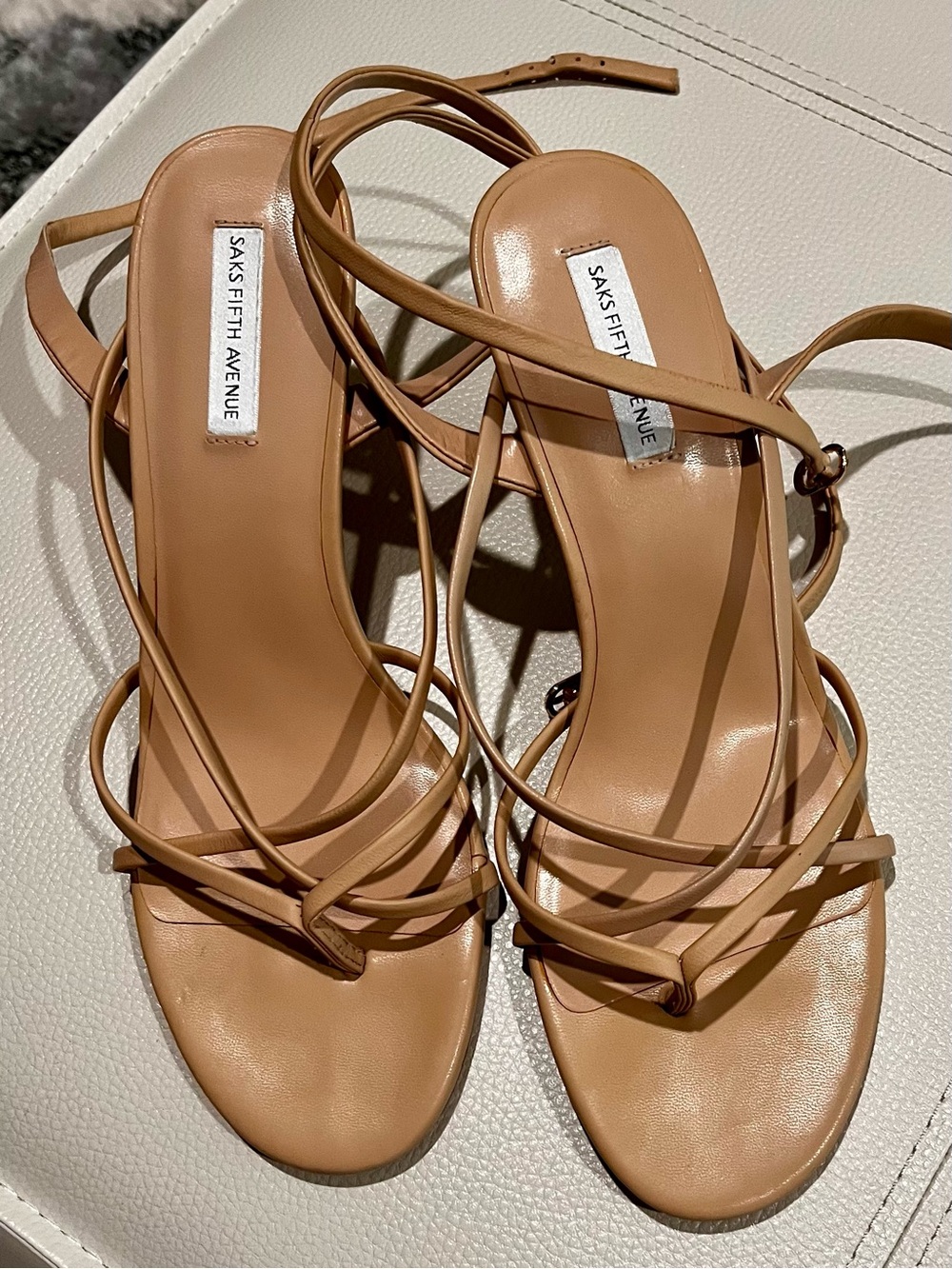 Saks Fifth Avenue Tan Strappy High-Heel Sandals